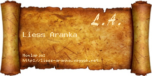 Liess Aranka névjegykártya